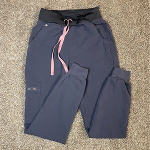 FIGS Technical Collection Zamora Jogger Scrub Pants Gray Pink Women’s Size XXS